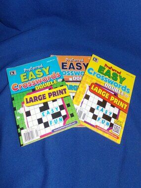 Vintage Set of 3 Unused Double Large Print Preferred Easy Crossword Puzzle Books